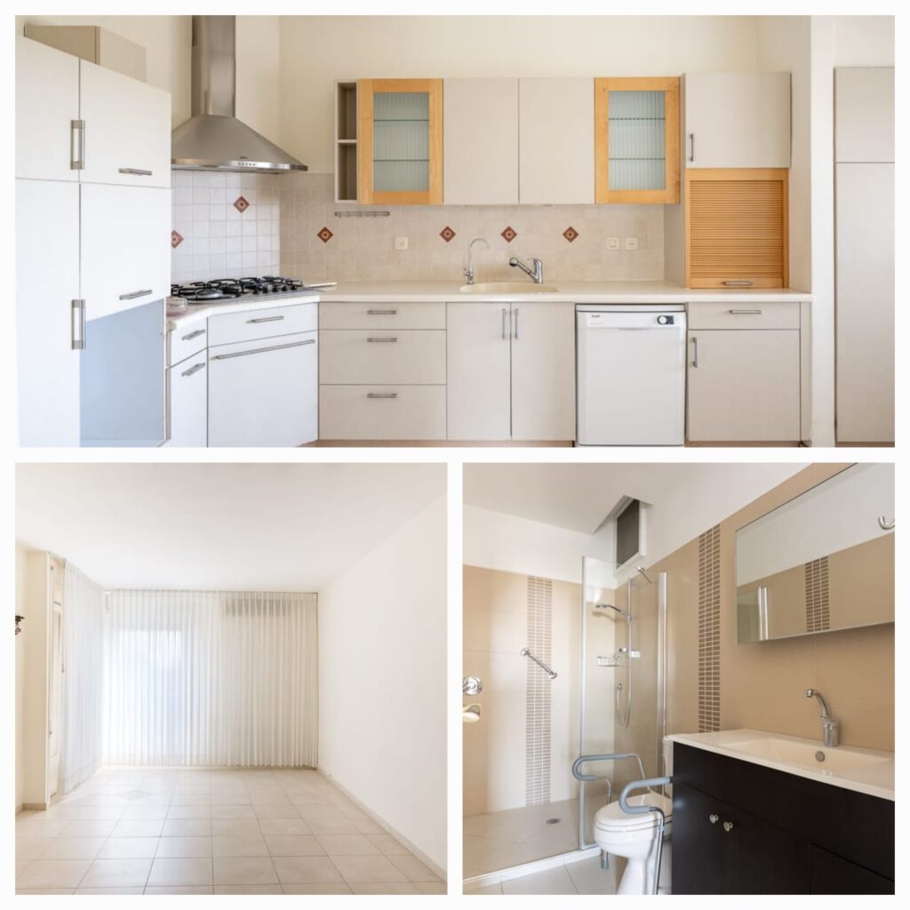 Bright white kitchen with beige accents and modern cabinetry, ideal for contemporary home design.